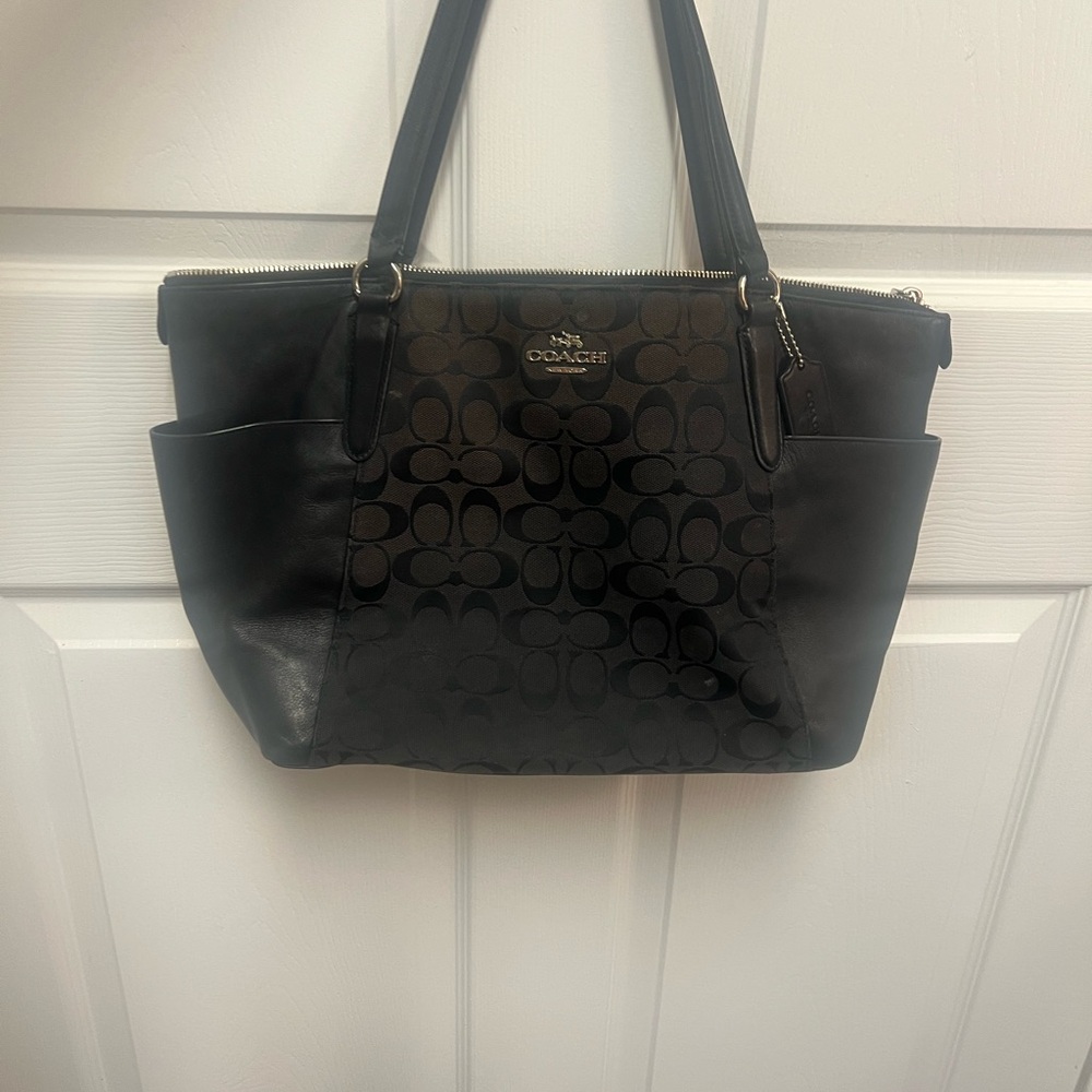 Coach Black Signature Canvas Tote